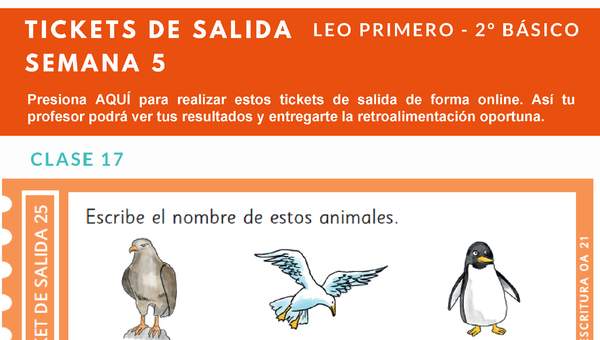 Ticket de salida Lenguaje y comunicación 2º básico Unidad 1 Semana 5 Ticket de salida Lenguaje y comunicación 2º básico Unidad 1 Semana 5