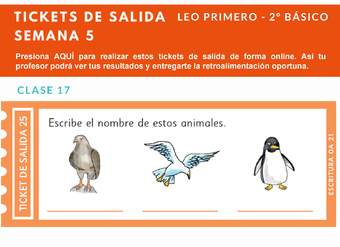 Ticket de salida Lenguaje y comunicación 2º básico Unidad 1 Semana 5 Ticket de salida Lenguaje y comunicación 2º básico Unidad 1 Semana 5