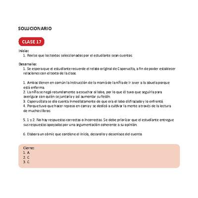 Solucionario Lenguaje y comunicación 4ºbásico Unidad 1 Semana 5 Solucionario Lenguaje y comunicación 4ºbásico Unidad 1 Semana 5