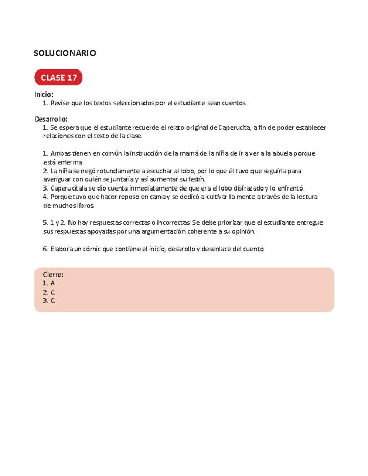 Solucionario Lenguaje y comunicación 4ºbásico Unidad 1 Semana 5 Solucionario Lenguaje y comunicación 4ºbásico Unidad 1 Semana 5