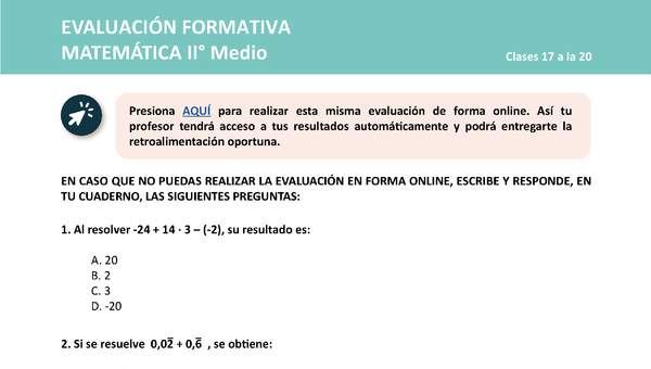 Evaluación Matemática 2° medio Unidad 1 Semana 5 Evaluación Matemática 2° medio Unidad 1 Semana 5