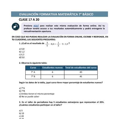 Evaluación Matemática 7° básico Unidad 1 Semana 5 Evaluación Matemática 7° básico Unidad 1 Semana 5