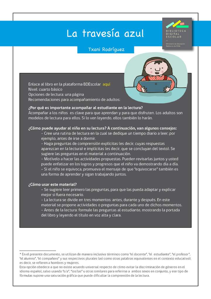 Plan lector 4° básico La travesía azul Plan lector 4° básico La travesía azul