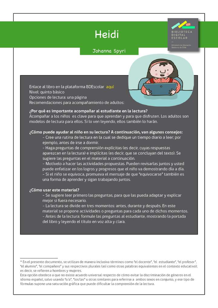 Plan lector 5° básico Heidi Plan lector 5° básico Heidi