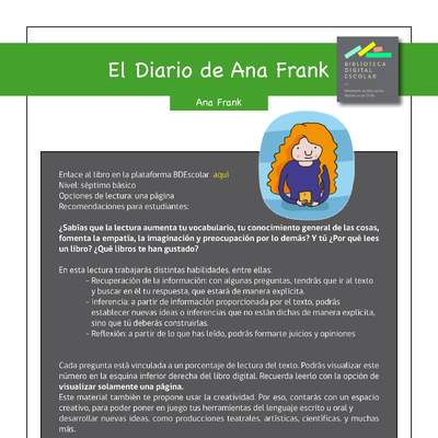 Plan lector 7° básico El Diario de Ana Frank Plan lector 7° básico El Diario de Ana Frank