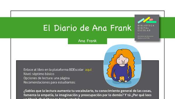 Plan lector 7° básico El Diario de Ana Frank Plan lector 7° básico El Diario de Ana Frank