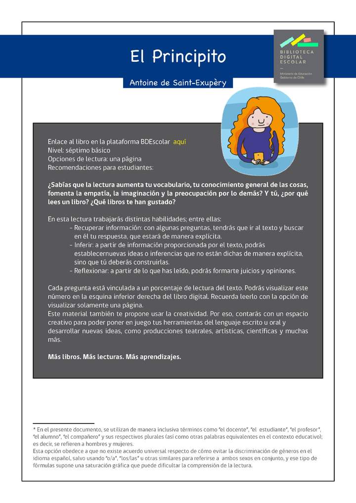 Plan lector 7° básico El Principito Plan lector 7° básico El Principito