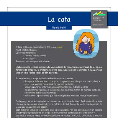Plan lector 7° básico La cata Plan lector 7° básico La cata