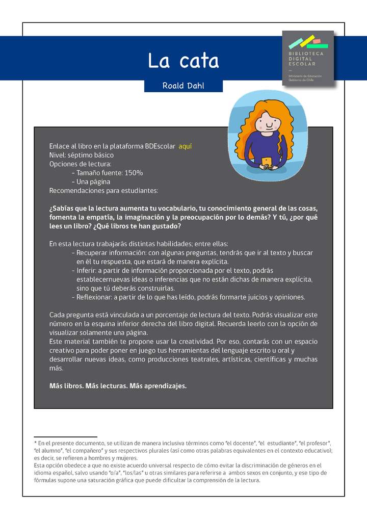 Plan lector 7° básico La cata Plan lector 7° básico La cata