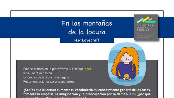 Plan lector 8° básico En las montañas de la locura Plan lector 8° básico En las montañas de la locura