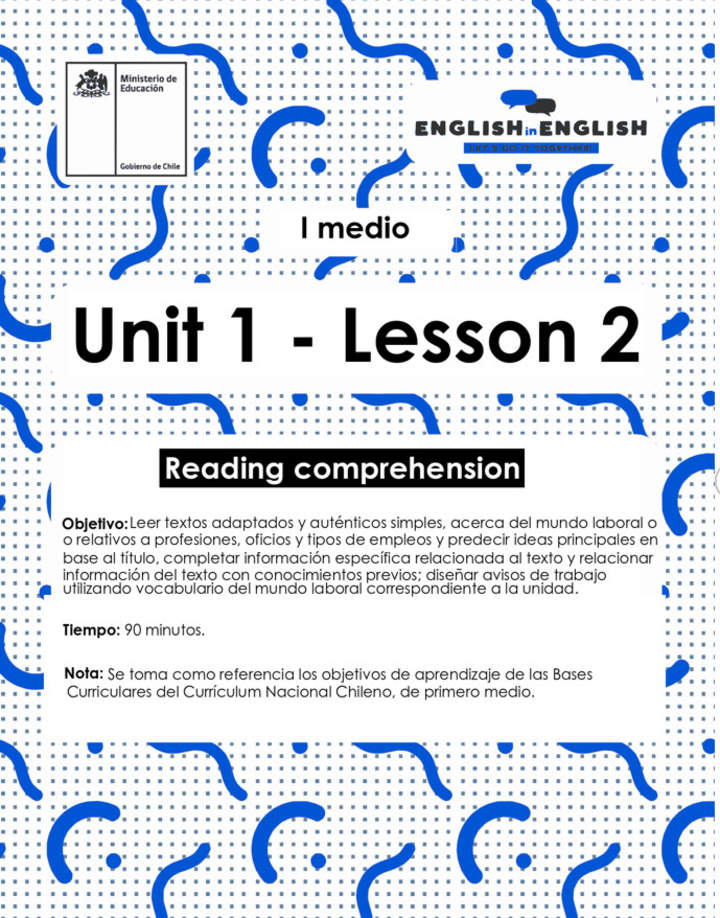 Lesson 2 Inglés 1º medio Lesson 2 Inglés 1º medio