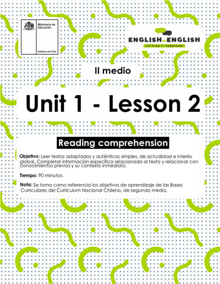 Lesson 2 Inglés 2º medio Lesson 2 Inglés 2º medio