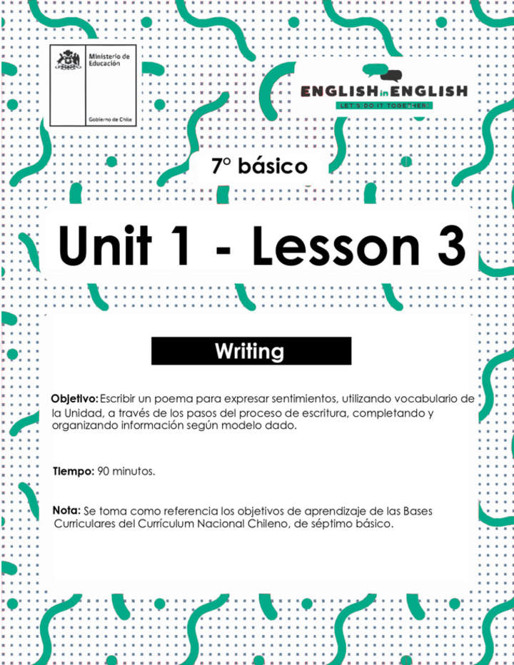 Lesson 3 Inglés 7º básico Lesson 3 Inglés 7º básico