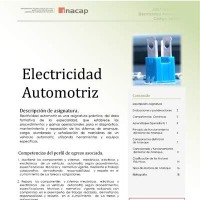 Unidad 1 Electricidad automotriz Unidad 1 Electricidad automotriz