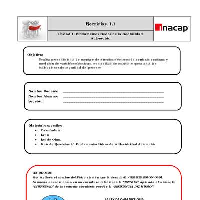 1.1 Ejercicios Ley de Ohm 1.1 Ejercicios Ley de Ohm