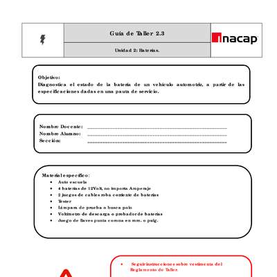 Guía Taller 2.3 Diagnóstico de las baterías Guía Taller 2.3 Diagnóstico de las baterías