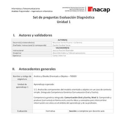 Programación orientada a objetos - 01 TIDS03_U1_ED Programación orientada a objetos - 01 TIDS03_U1_ED