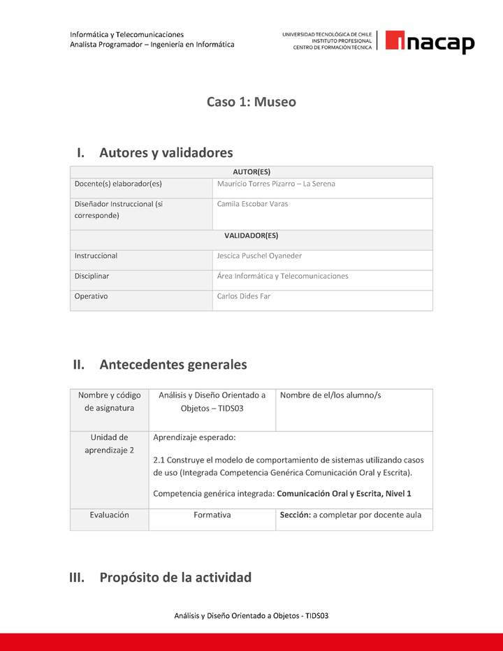 Programación orientada a objetos TIDS03_U2_Caso Programación orientada a objetos TIDS03_U2_Caso