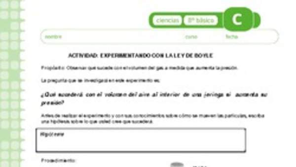 Experimentando con la ley de boyle Experimentando con la ley de boyle