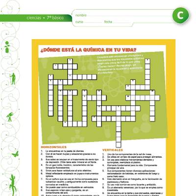 Crucigrama sustancias químicas Crucigrama sustancias químicas