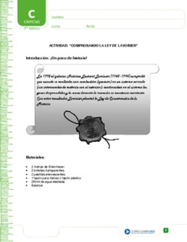 Ley de Lavoisier Ley de Lavoisier