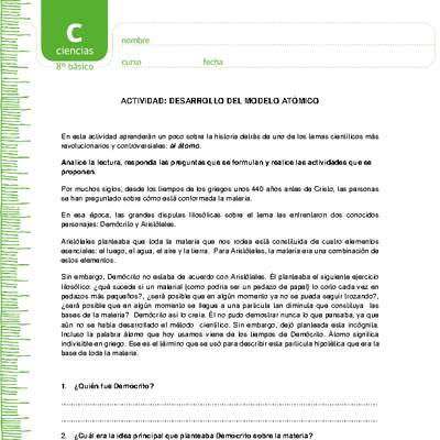 Desarrollo del modelo atómico Desarrollo del modelo atómico