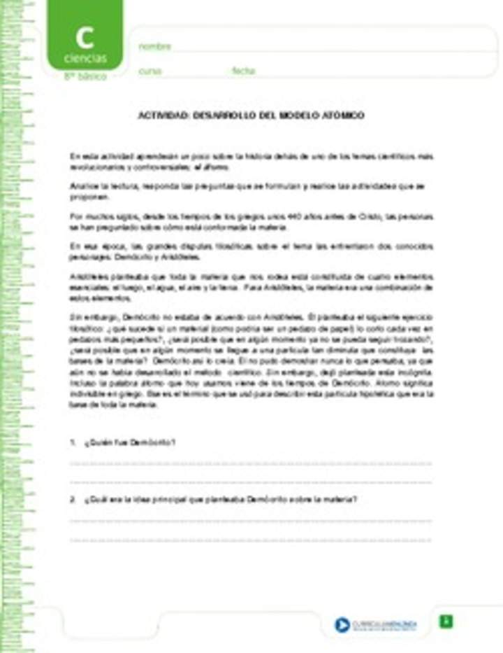 Desarrollo del modelo atómico Desarrollo del modelo atómico