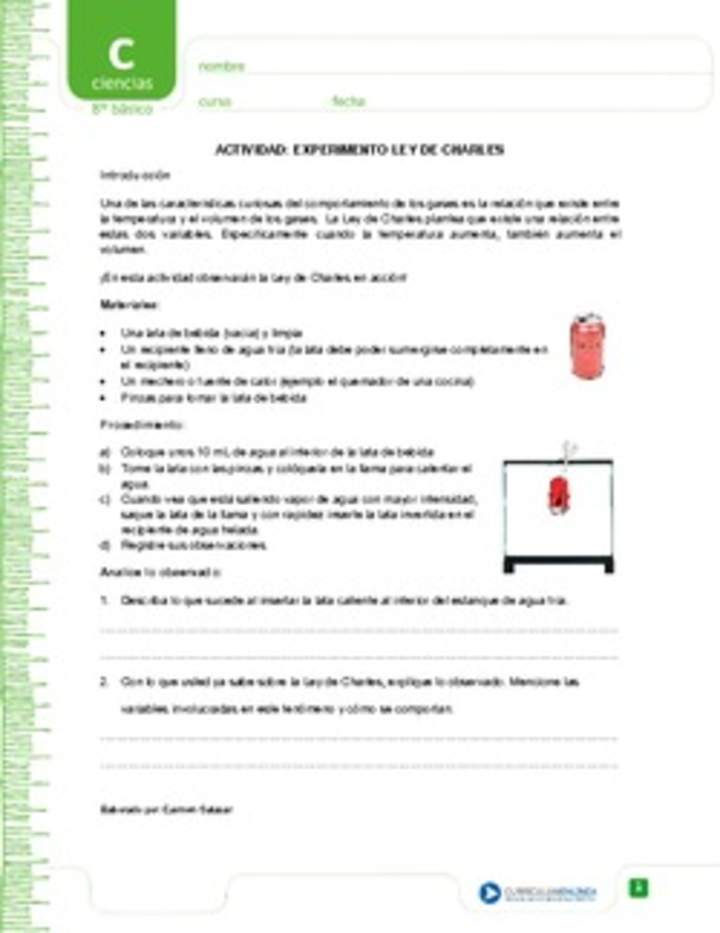 Experimento ley de Charles Experimento ley de Charles