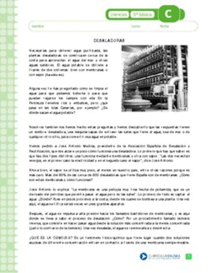 Una manera de obtener agua dulce de salada Una manera de obtener agua dulce de salada