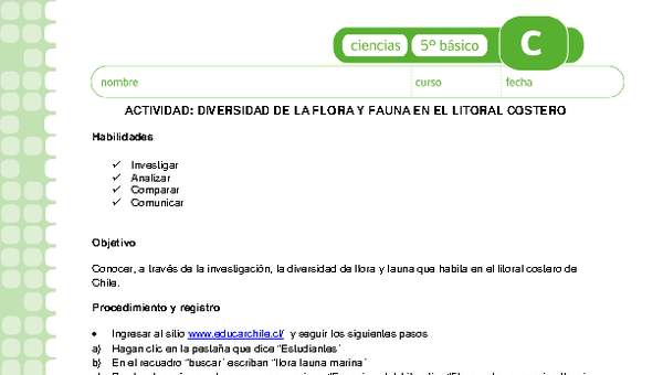 Diversidad de la flora y fauna en el litoral costero Diversidad de la flora y fauna en el litoral costero