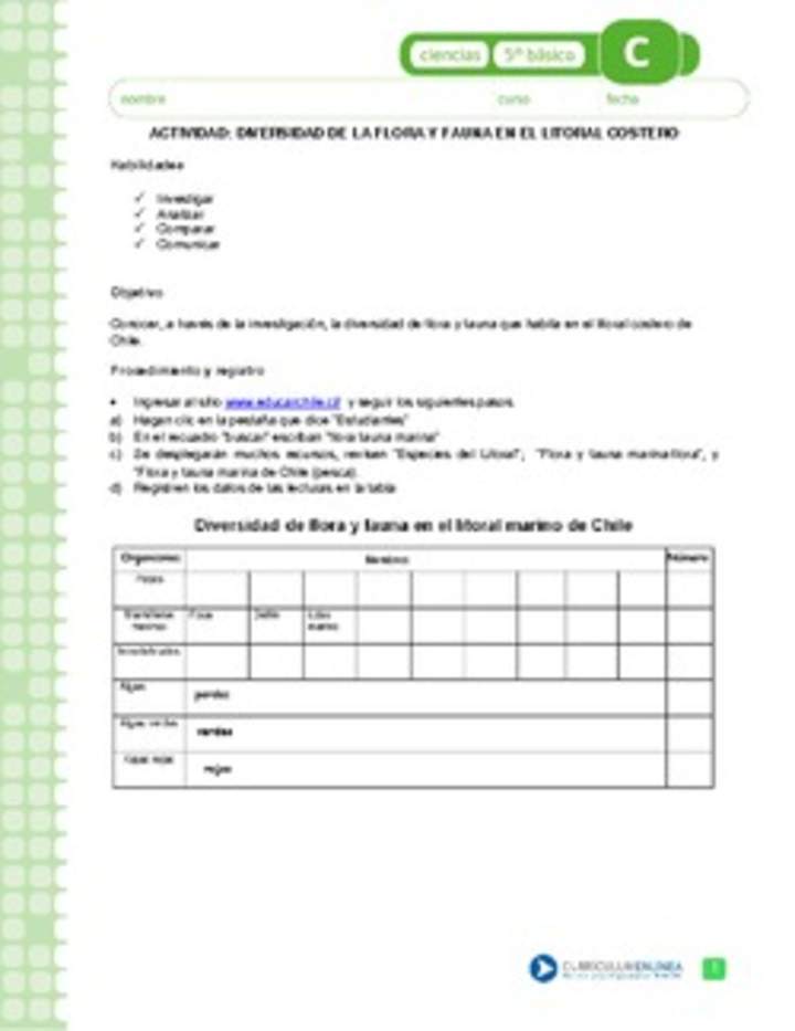 Diversidad de la flora y fauna en el litoral costero Diversidad de la flora y fauna en el litoral costero