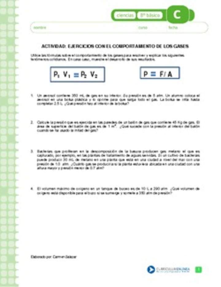 Ejercicios con el comportamiento de los gases Ejercicios con el comportamiento de los gases