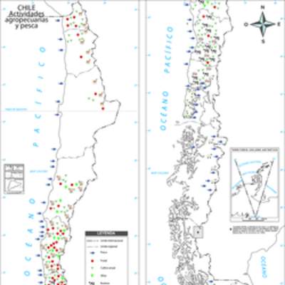 Mapa actividad agropecuaria y pesca a color Mapa actividad agropecuaria y pesca a color