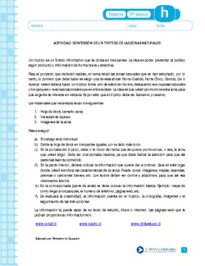 Tríptico zonas naturales Tríptico zonas naturales