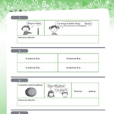 Actividades de adición, doble de una cifra Actividades de adición, doble de una cifra