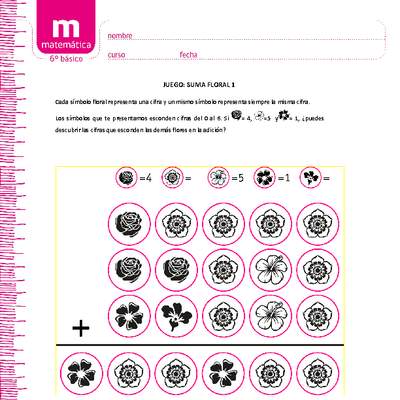 Juego: suma floral 1 Juego: suma floral 1