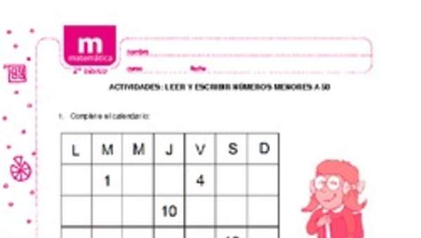 Leer y escribir números menores a 50 Leer y escribir números menores a 50