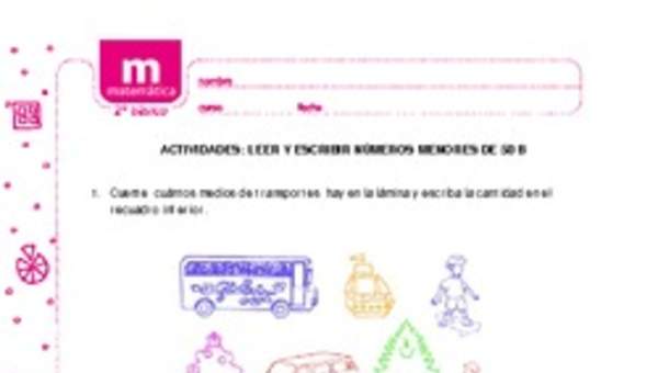 Leer y escribir números menores a 50 b Leer y escribir números menores a 50 b