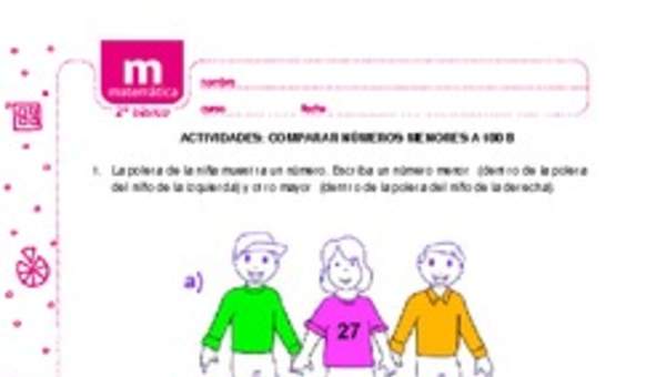 Comparar números menores a 100 b Comparar números menores a 100 b