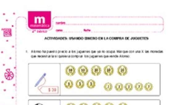 Usando dinero en la compra de juguetes Usando dinero en la compra de juguetes