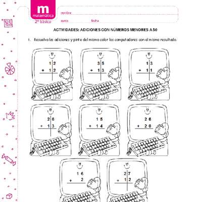Adiciones con números menores a 50 Adiciones con números menores a 50