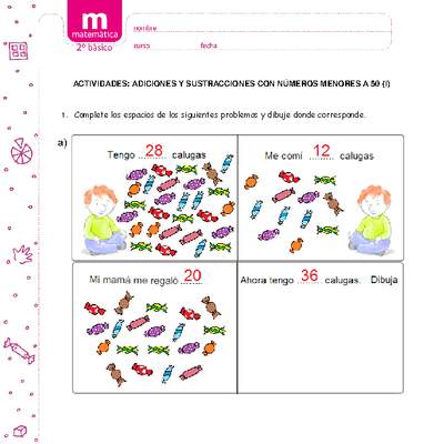 Adiciones y sustracciones con números menores a 50 (I) Adiciones y sustracciones con números menores a 50 (I)