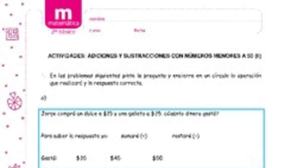 Adiciones y sustracciones con números menores a 50 (II) Adiciones y sustracciones con números menores a 50 (II)