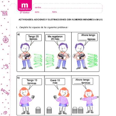 Adiciones y sustracciones con números menores a 50 (III) Adiciones y sustracciones con números menores a 50 (III)