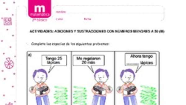 Adiciones y sustracciones con números menores a 50 (III) Adiciones y sustracciones con números menores a 50 (III)