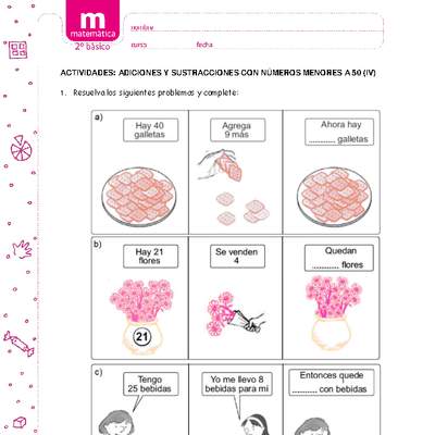 Adiciones y sustracciones con números menores a 50 (IV) Adiciones y sustracciones con números menores a 50 (IV)