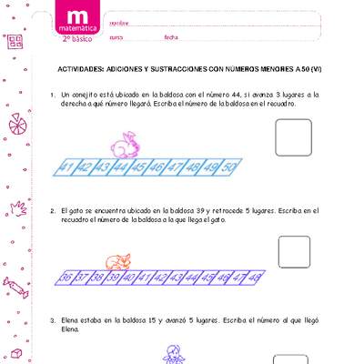 Adiciones y sustracciones con números menores a 50 (VI) Adiciones y sustracciones con números menores a 50 (VI)