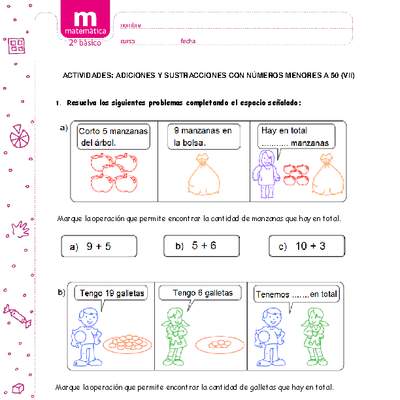 Adiciones y sustracciones con números menores a 50 (VII) Adiciones y sustracciones con números menores a 50 (VII)
