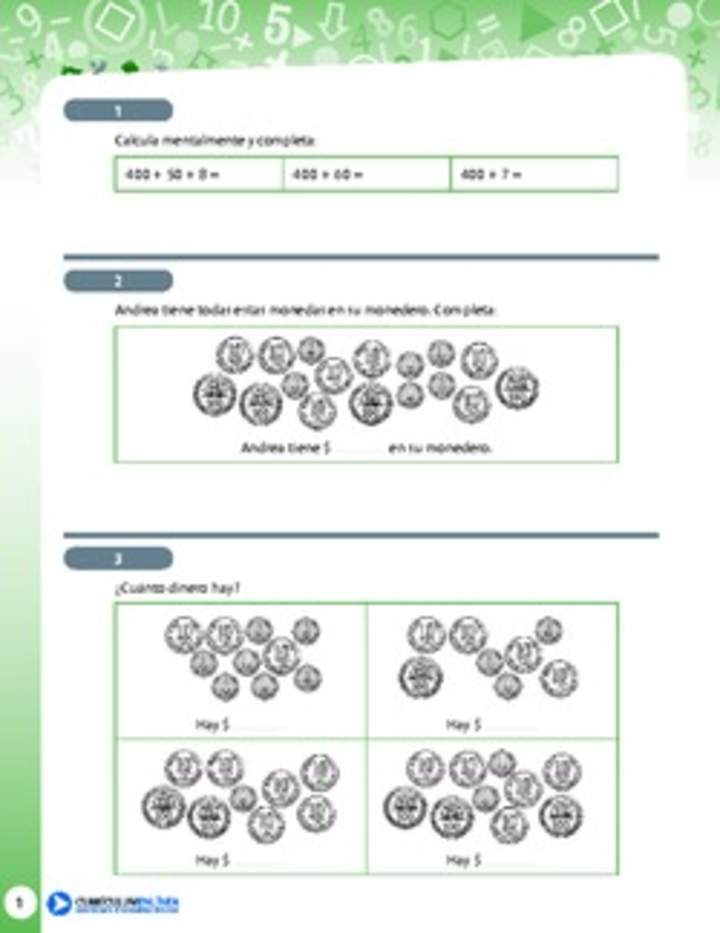 Resolución de problemas que involucra contar o usar dinero 1 Resolución de problemas que involucra contar o usar dinero 1