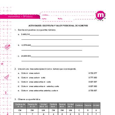 Escritura y valor posicional de números Escritura y valor posicional de números